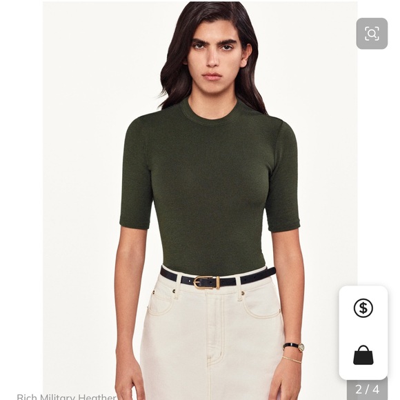 FRAME rib crewneck tee in rich military heather - Picture 1 of 6